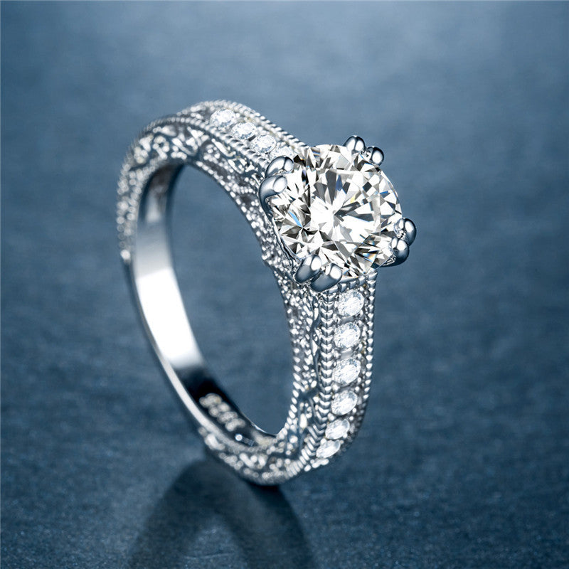 Womens Zircon Rings Platinum Plated Jewelry Continental American Style Gift Ready White Stone Sizes 6 7 8 9 10