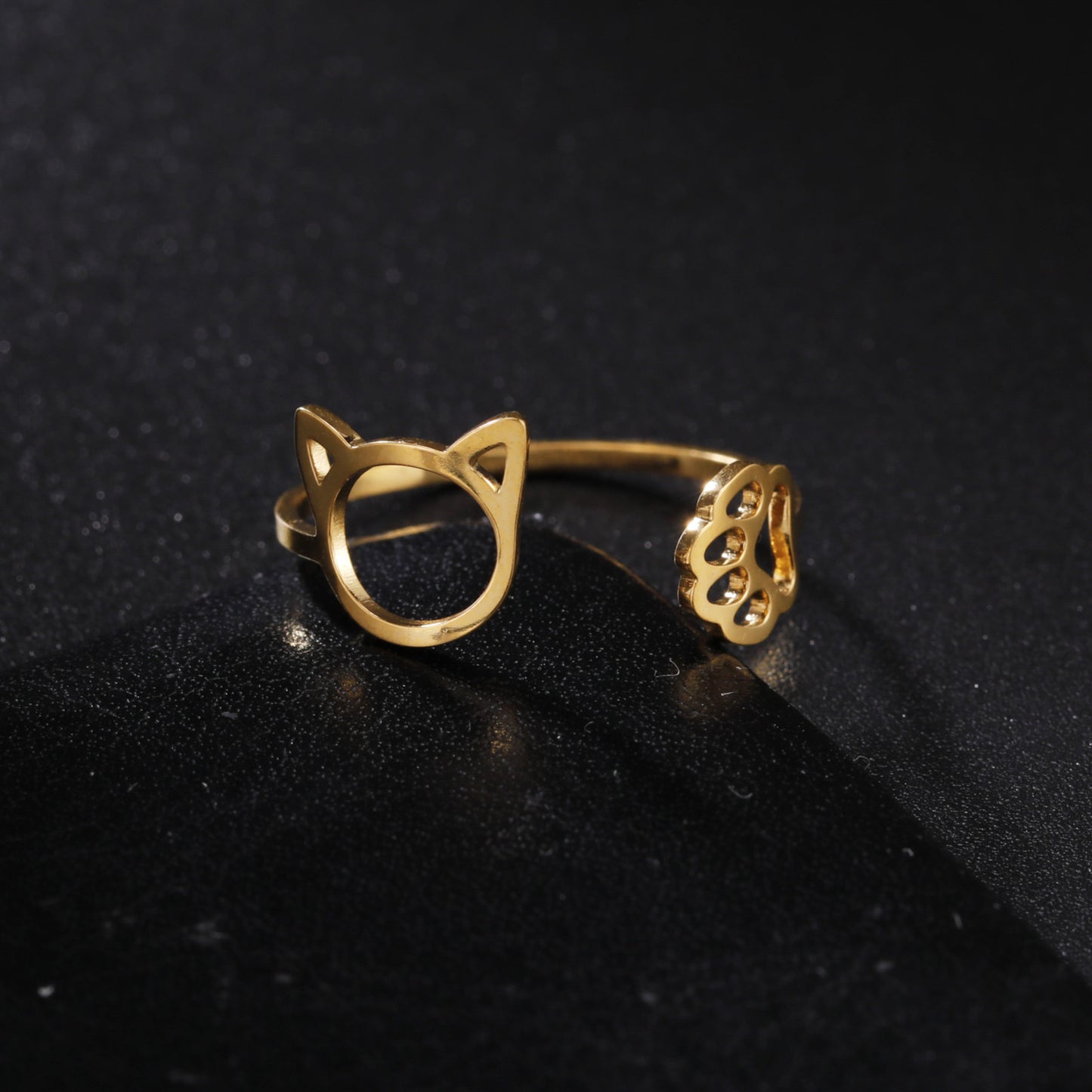 Cute Cat Claw Ring For Women And Girls Stainless Steel Electroplated Animal Ring Gift Fashion Jewelry Ring Gold