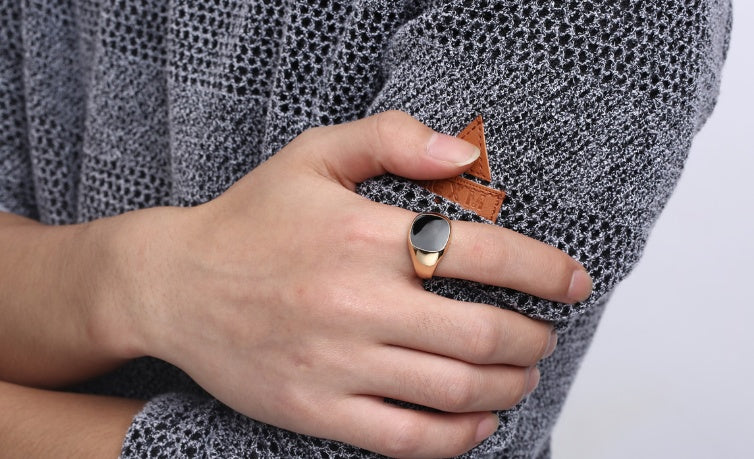 Black Stainless Steel Mens Ring Sleek Minimalist Design With Oil Finish For Everyday Use Timeless Gift For Him