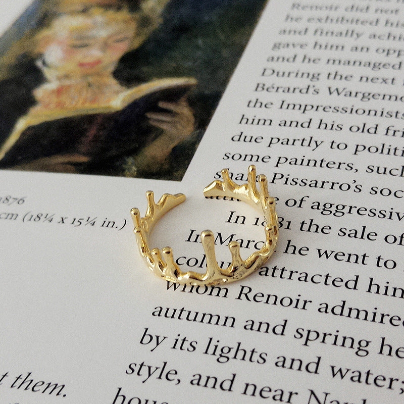 Silver Geometric Ring For Women Irregular Opening Design