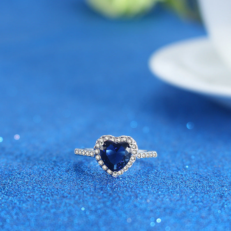 Copper Ring With Zircon Gemstones Geometric Love Pattern And Full Diamond Accent For Women Fashion Jewelry Gift Ready