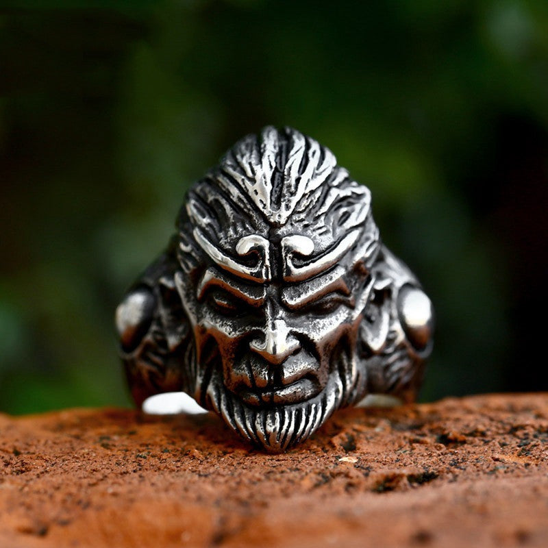 Mens Cartoon Character Stainless Steel Ring Retro Jewelry