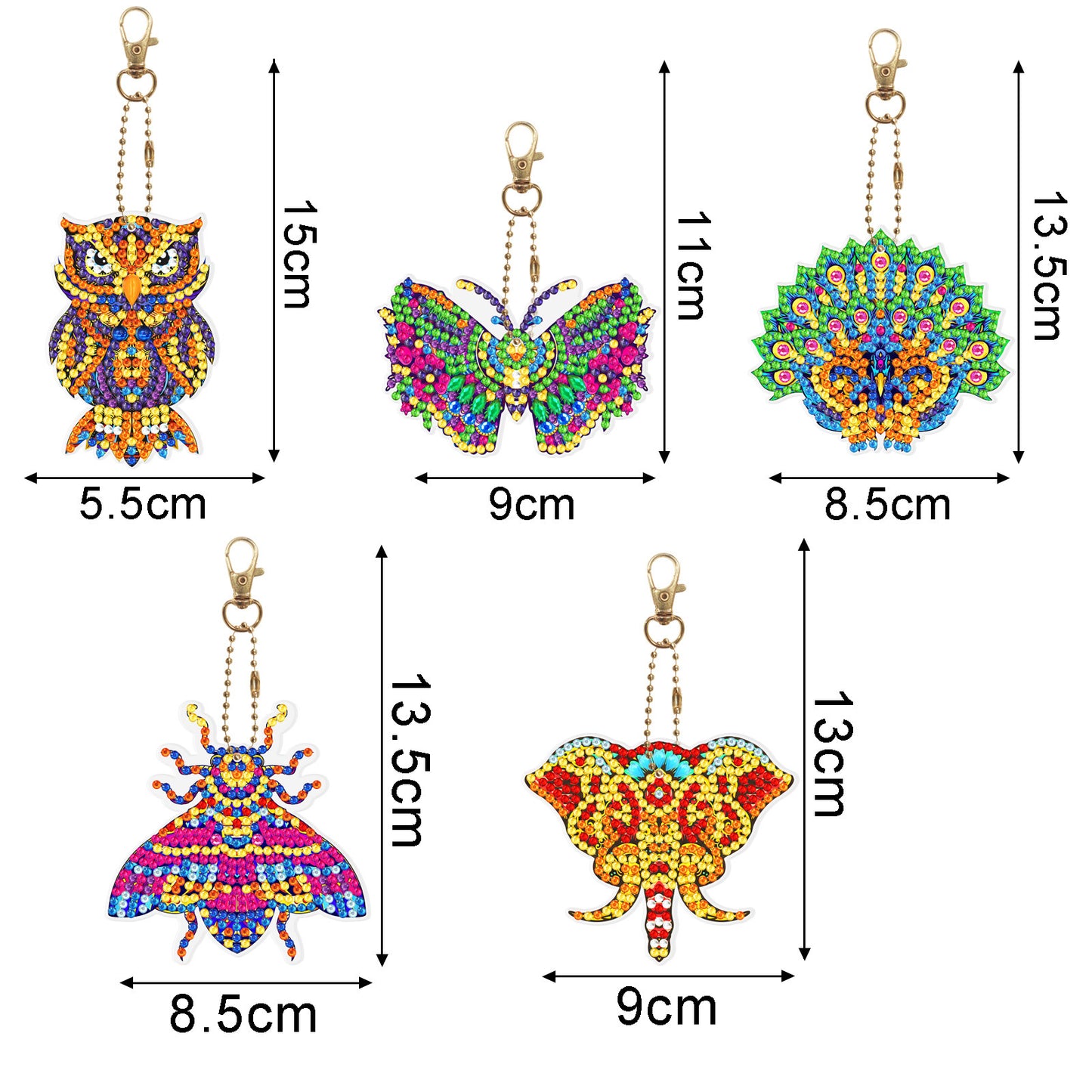 Diamond Painting Key Chain Cartoon Key Chain With Acrylic Board Drill Pen Key Rings DIY Craft Keyring Diamond