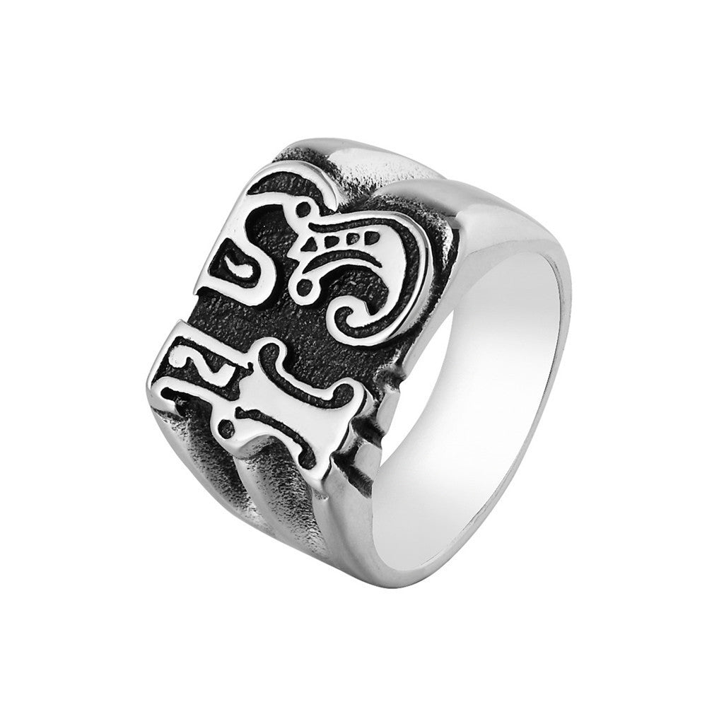 Retro Personalized Digital Titanium Steel Men's Ring