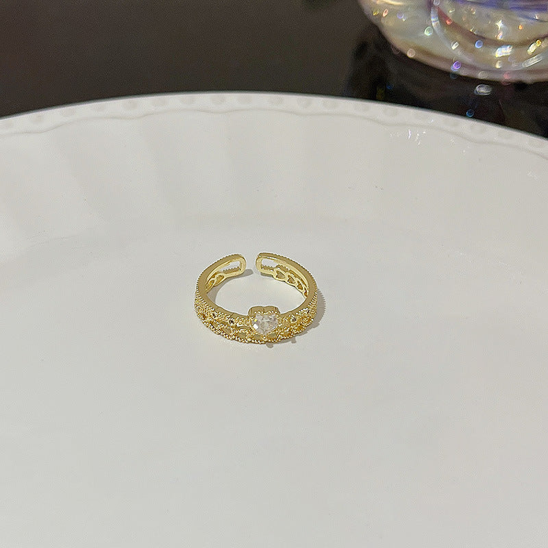 Open Ring For Women Butterfly Zircon Inlaid Copper Ring With Bow Square Heart Elements Fashion Jewelry Sparkle