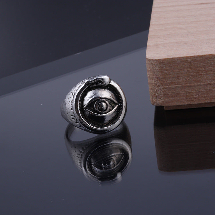 Mens Vintage Titanium Steel Anchor Ring Polished Silver Retro Punk European American Fashion Jewelry Vintage Look