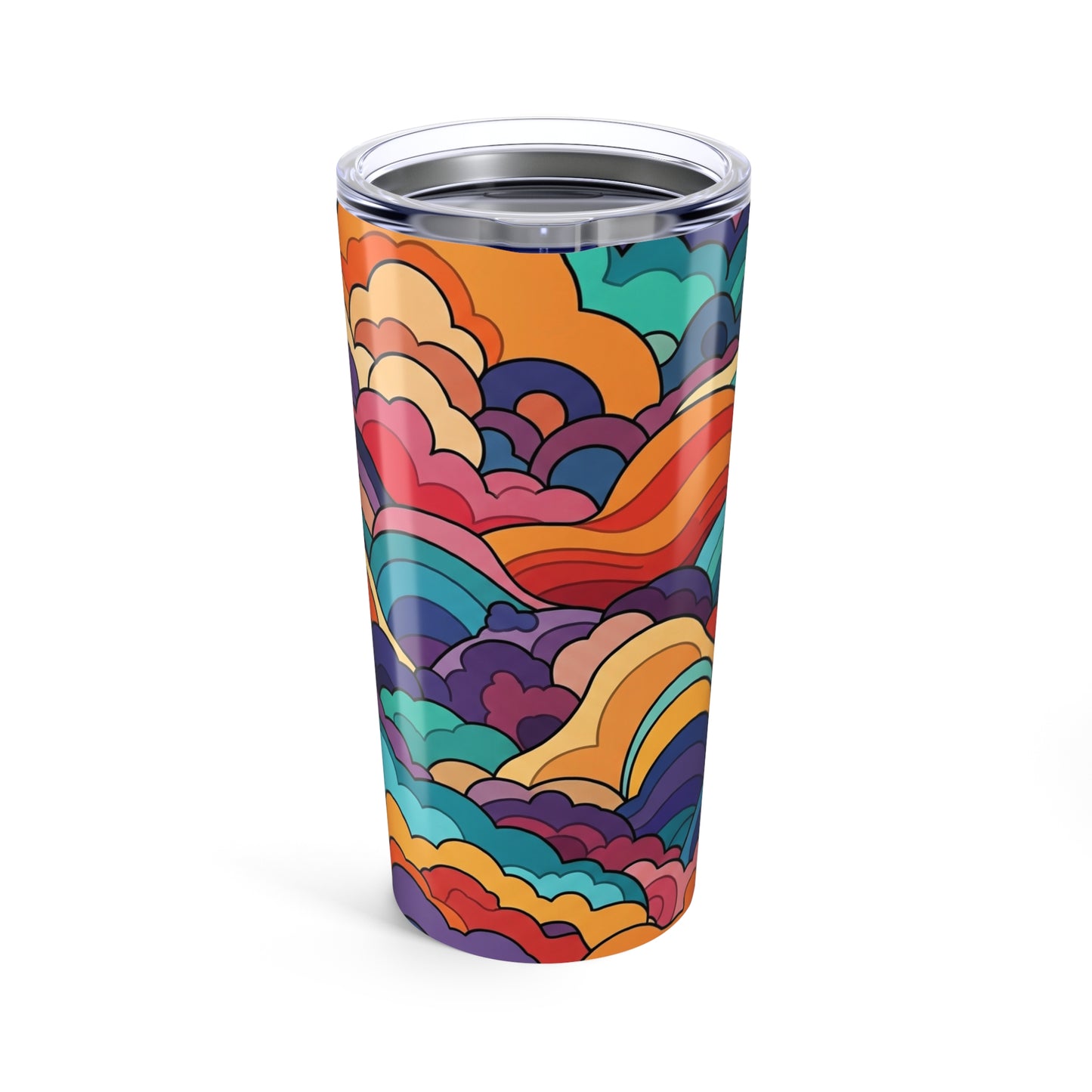 20oz Stainless Steel Travel Mug With Double Wall Vacuum Insulation Printed Artwork Spill Proof Hot Cold Drink