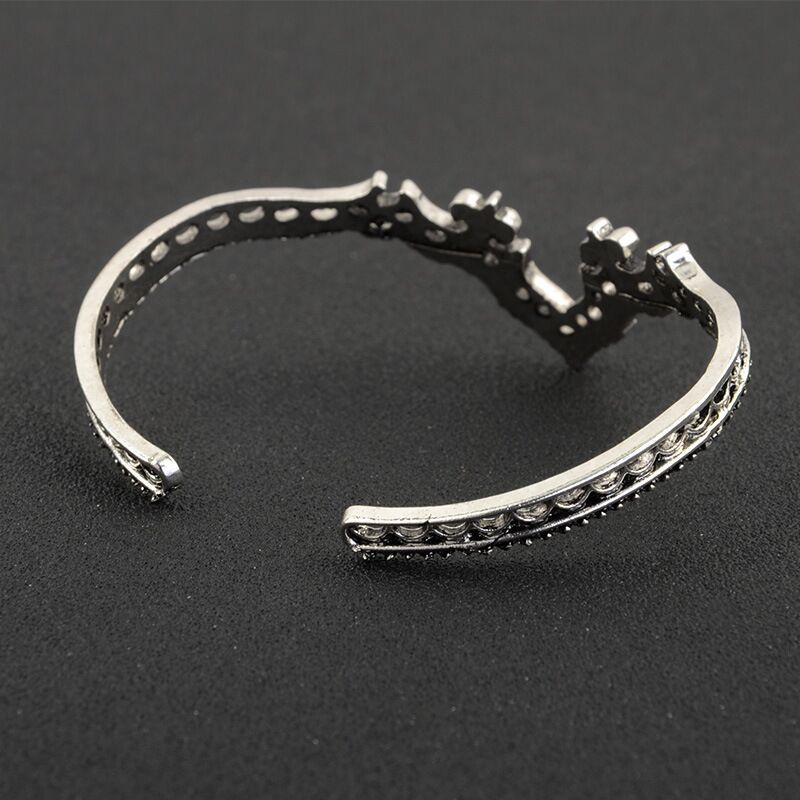 Women Alloy Lace Cuff Bracelet Hollow Bangle Retro Opening