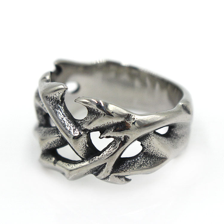 Men's Titanium Steel Ring Silver Trendy Domineering Ring for Men Electroplated Geometric Band Fashionable Statement Ring Modern Jewelry Gift for Him