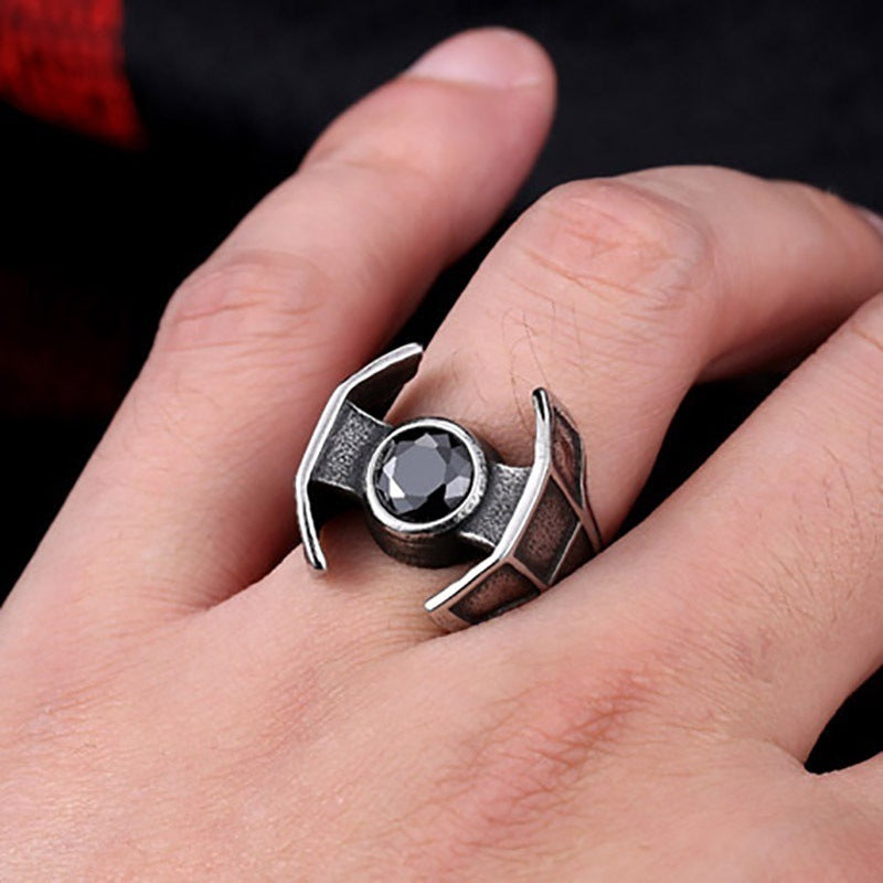 Mens Ring Spaceship Design Alloy Electroplated Ring European American Fashion Jewelry Statement For Men Styles