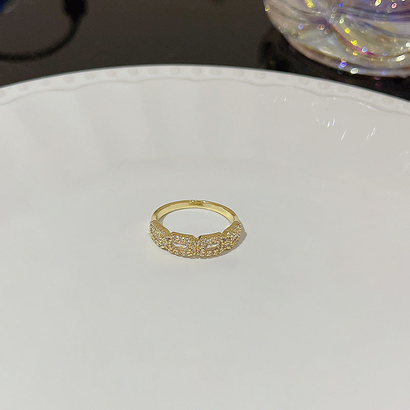 Open Ring For Women Butterfly Zircon Inlaid Copper Ring With Bow Square Heart Elements Fashion Jewelry Sparkle