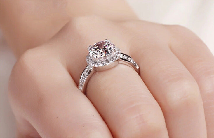 Sterling Silver Diamond Stud Adjustable Engagement Ring