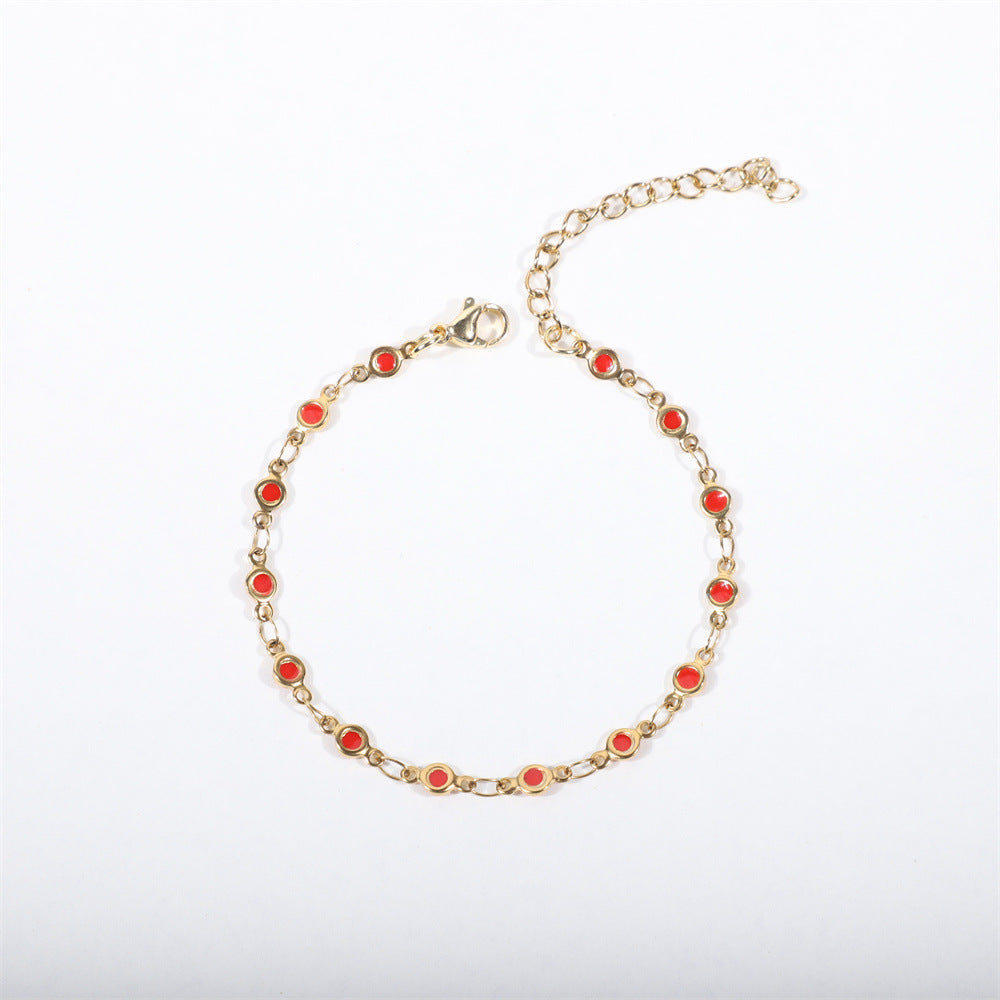 Stainless Steel Bracelet 18K Gold Plated Dripping Chain Geometric Round Element Unisex Jewelry Gift Daily Wear