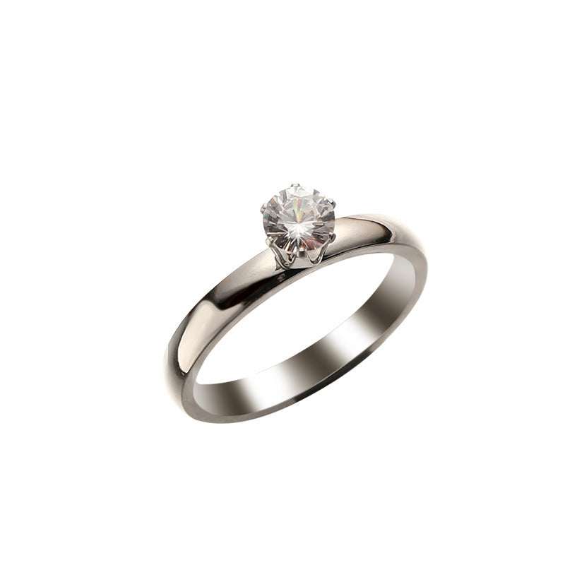 Stainless Steel Couple Rings Matching Bands With Unique 6 Claw Geometry Design His And Hers Promise Rings Set