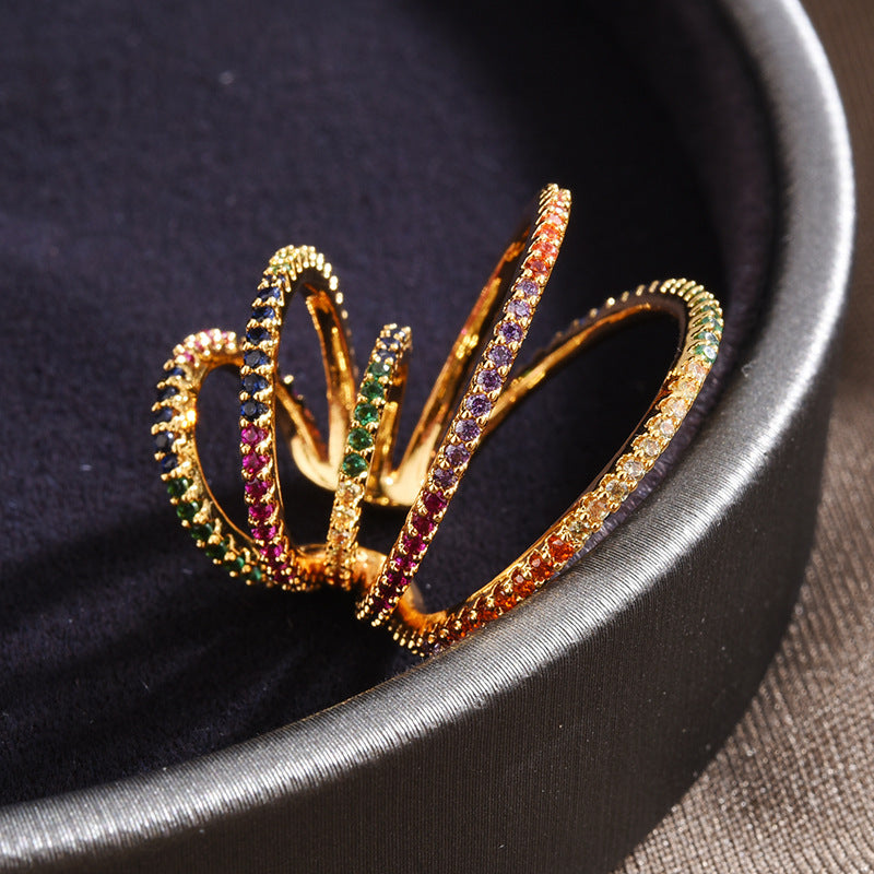 Gold Geometric Clip On Earrings Copper Zircon Electroplated Simple Stylish Womens Jewelry Modern Chic Earrings