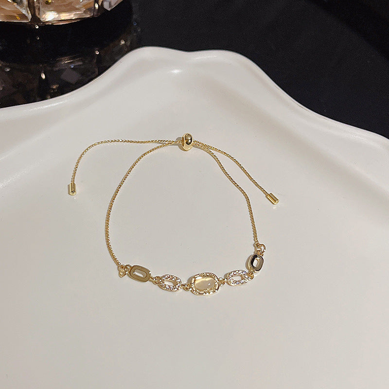 Womens Copper Bracelet With Zircon Flower Pearl Elegant Electroplated Bracelet Affordable Jewelry Gift For Her