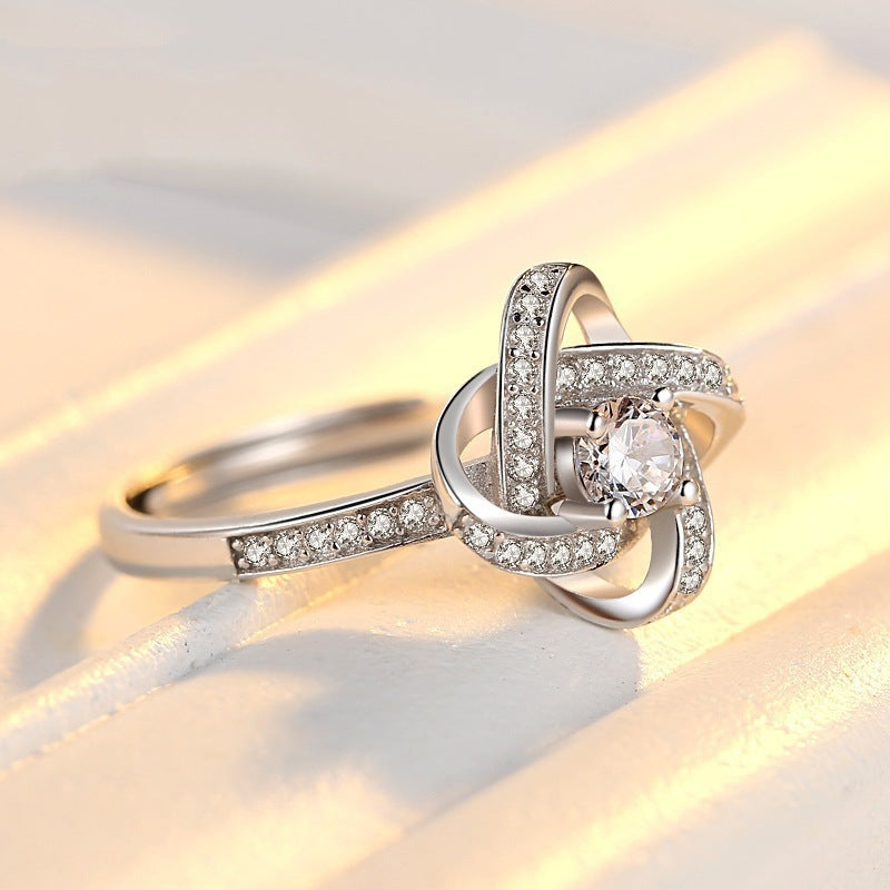 Adjustable Copper Ring Four Leaf Clover Diamond Cut Floral Design For Index Finger Fashion Band Ring Style Now