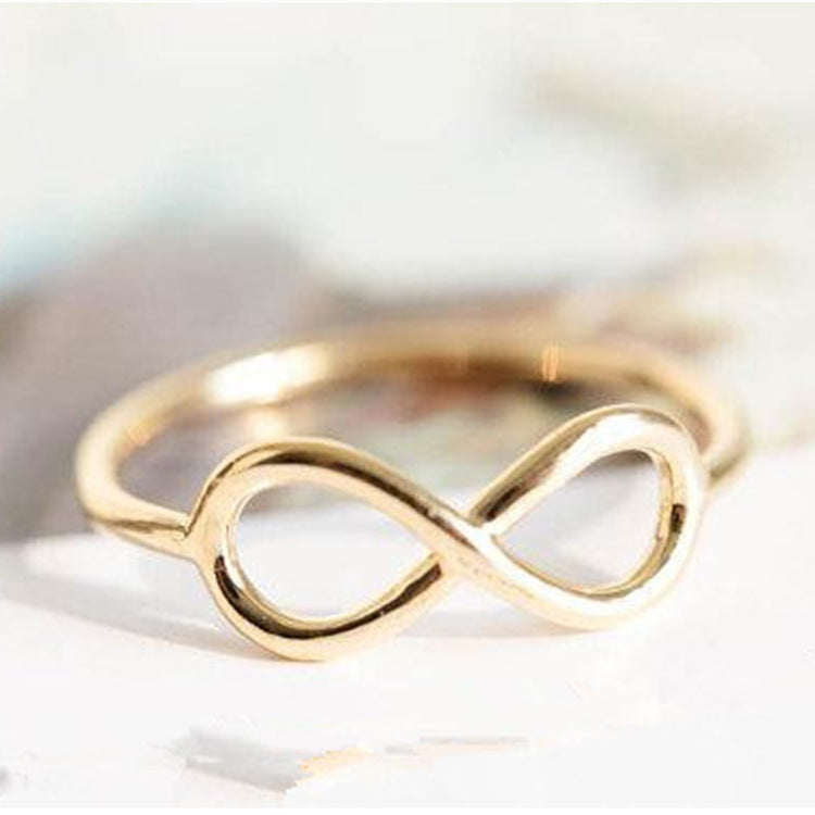 Unisex Metal Band Ring Inverted Figure Eight Design Gold Silver Rose Gold Jewelry Sizes 6 7 8 9 10AJZ2445 Gold