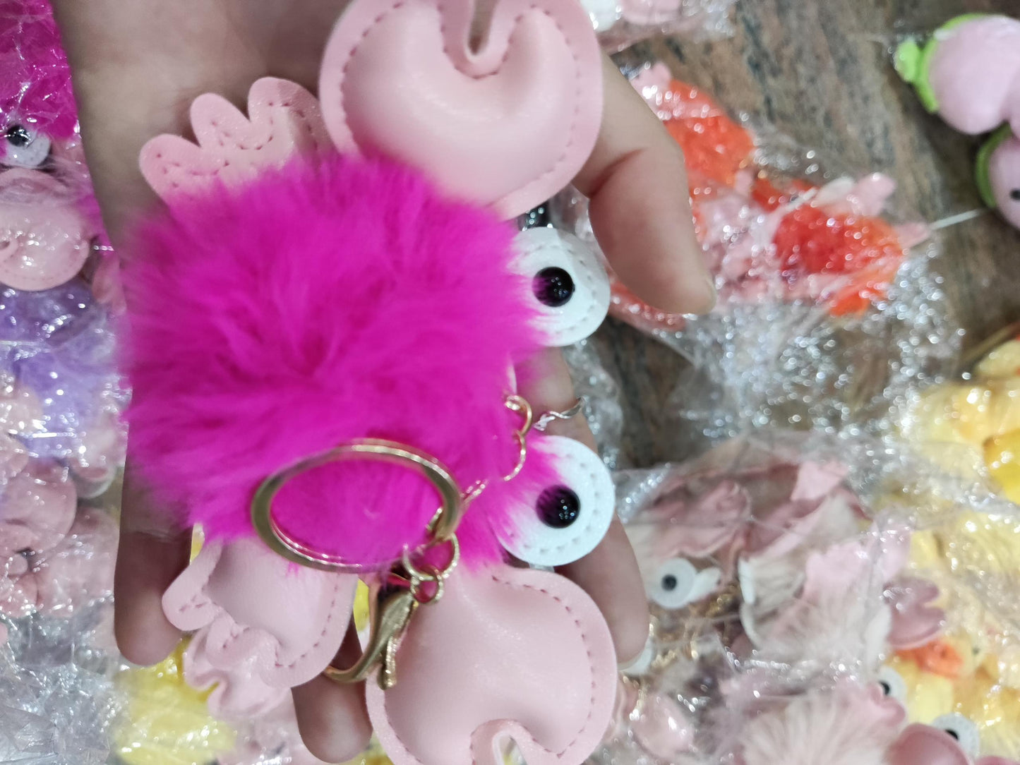 Crab Keychain Adorable Cartoon Crab Pendant Sewn Faux Leather Accessory Cute Crab Design Perfect Gift Great Gift