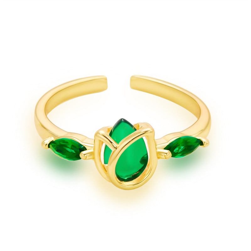 Womens Adjustable Rings Tulip Flower Design Electroplated Copper Ring Fashionable Sweet Ring Perfect For Women