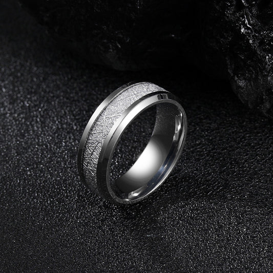 Mens Titanium Ring Mesh Band Polished Geometric 8mm Wide Gift For Him Titanium Silver Black Gold Titanium Gold