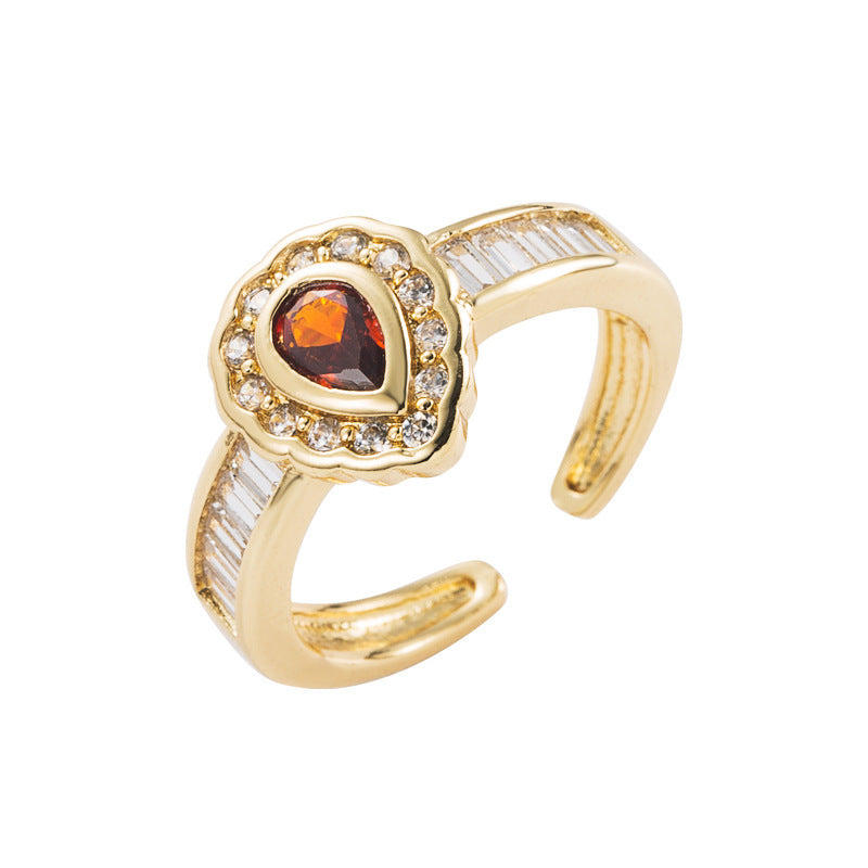 Women's 18K Gold Plated Drop Ring With Micropaved Zircon Copper Base European American Fashion Jewelry For Her