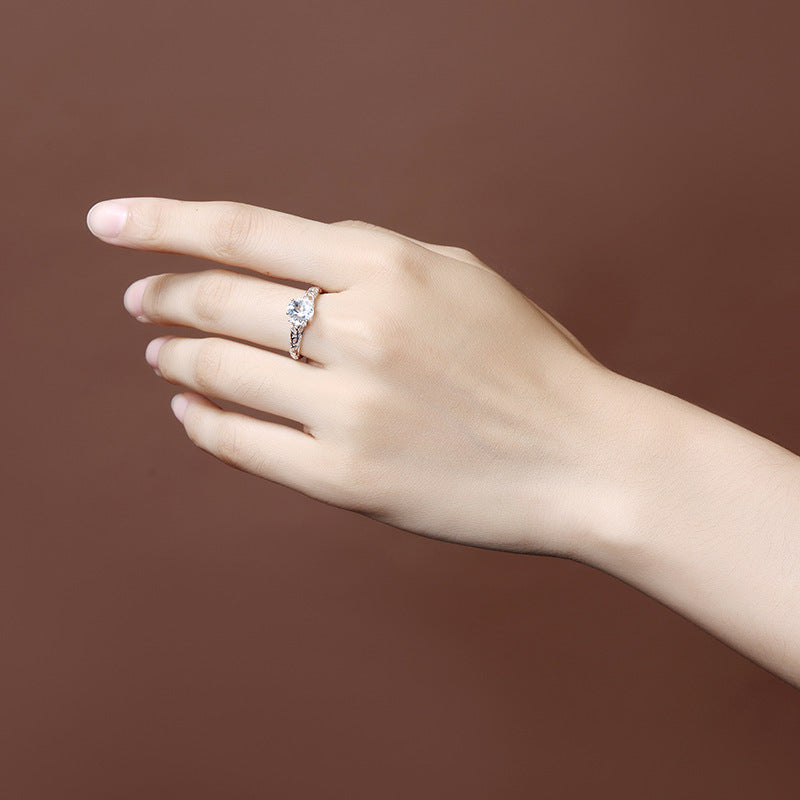Gold Plated Copper Ring With Light Sky Blue Gems Geometric
