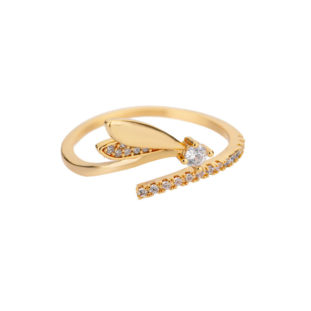 Women Copper Index Finger Ring Adjustable Opening Electroplated Gold Or Silver Fashion Jewelry Elegant Daily Wear