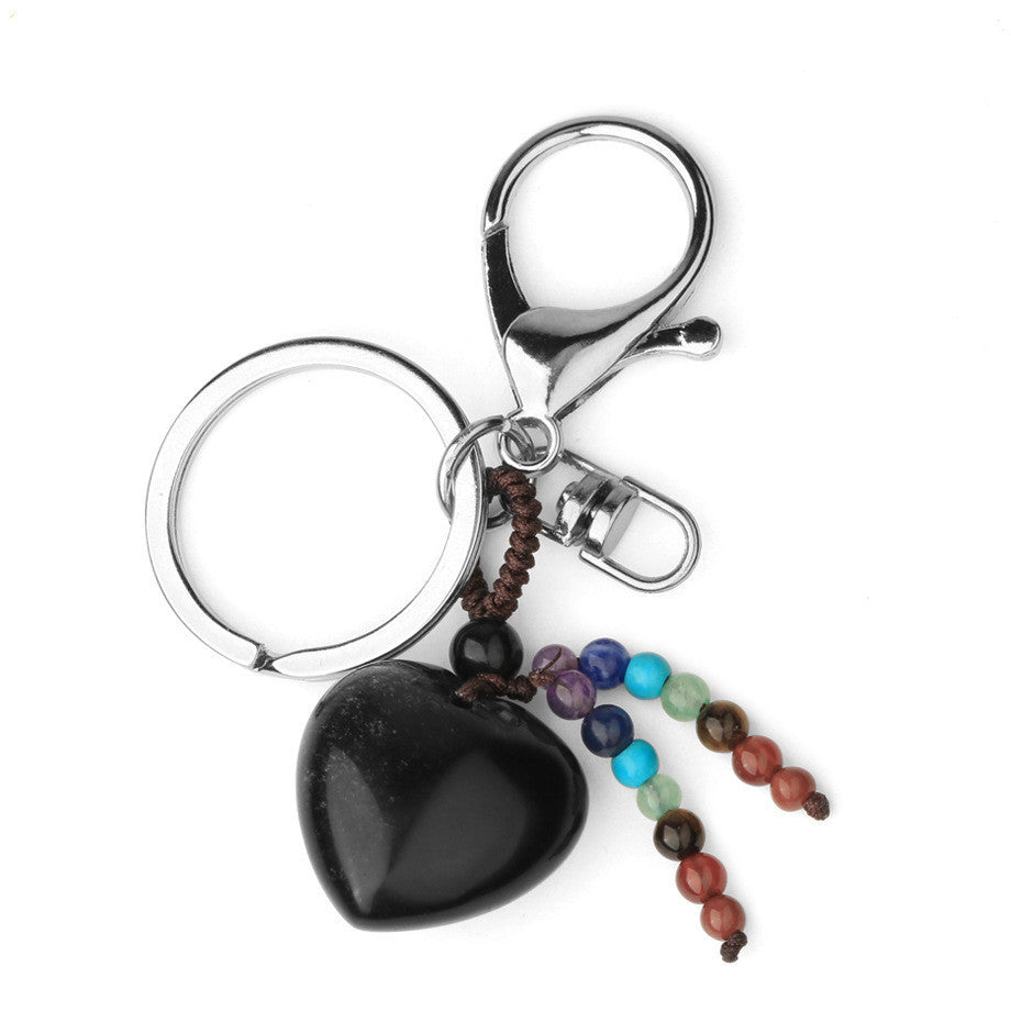 Natural Stone Keychain Electroplated Love Heart Key Chain Water Drop Bell Freshly Baked Unique Stone Drop Bell