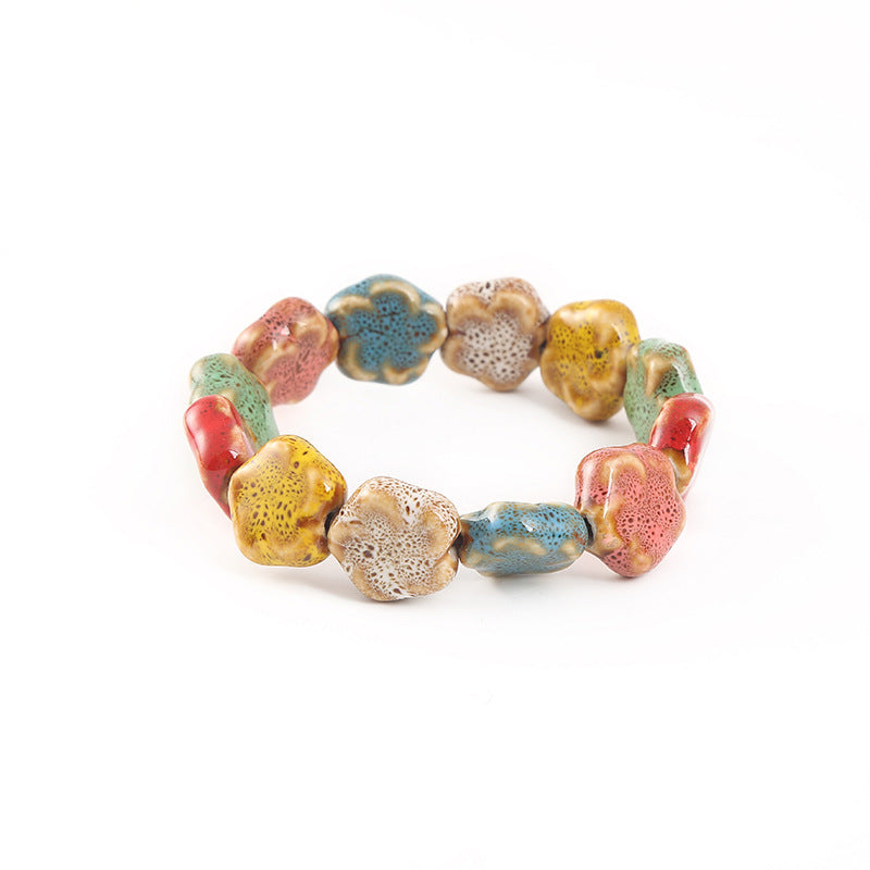 Unisex Glass Bracelet Water Drop Bead Plum Blossom Design