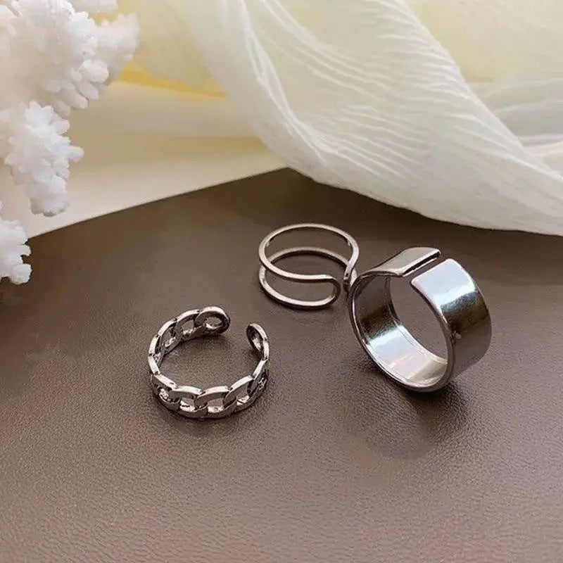 Geometric Ring Set Stylish Elegant Plated Alloy Stackable Knuckle Rings For Women Gift Black Gold Silver Flair