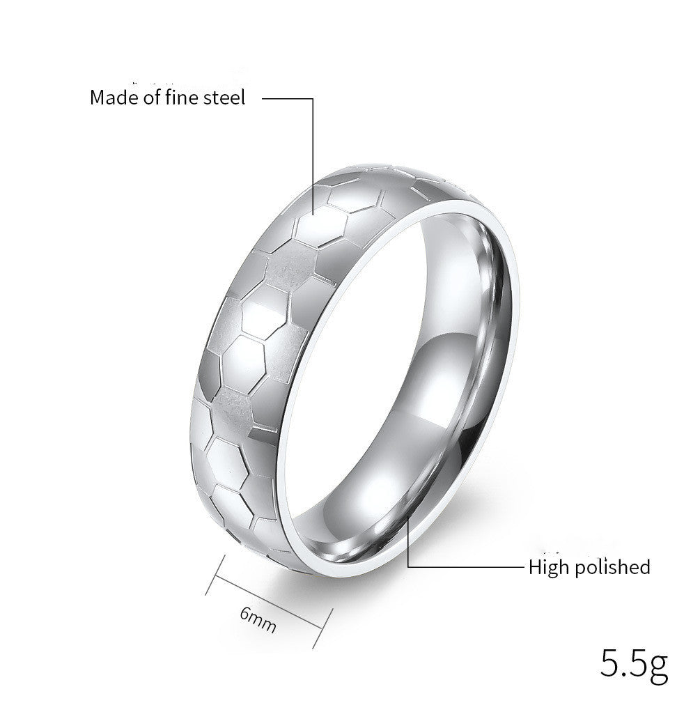 Titanium Steel Ring Ornament Unisex Football Theme Jewelry