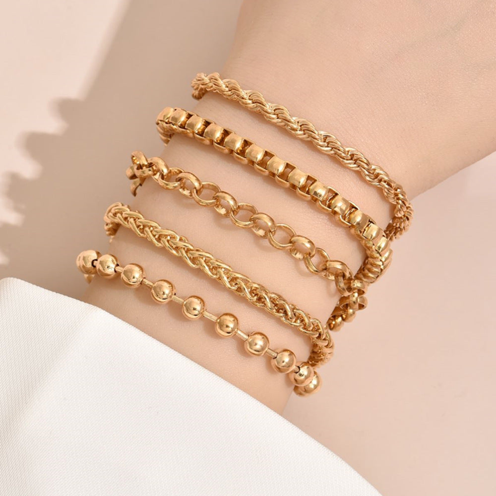 Unisex Geometric Box Chain Bracelet With Extender Electroplated Iron Fashion Jewelry Clip Bead Punk Bead Style