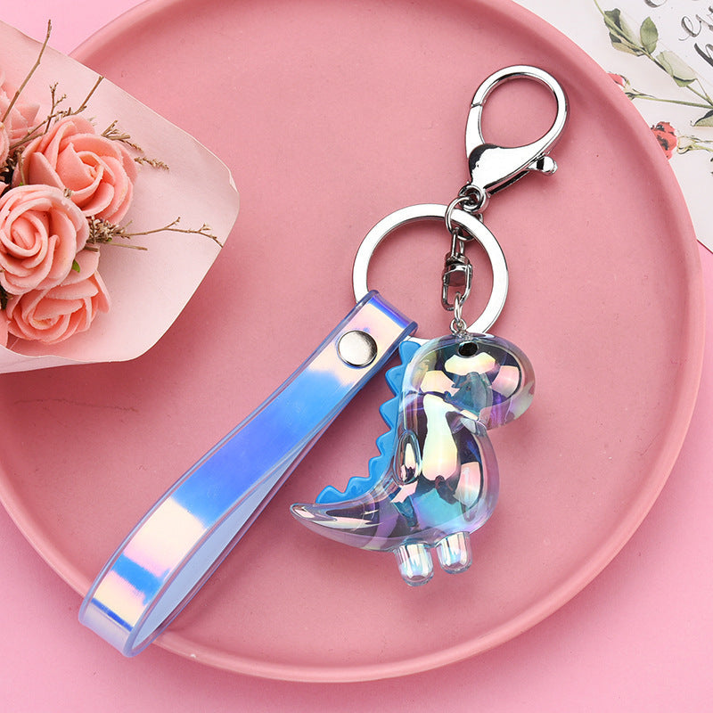 Acrylic Dinosaur Keychain Cartoon Pendant With Leather Rope Buckle Gift For Wedding Birthday Travel Graduation Gift
