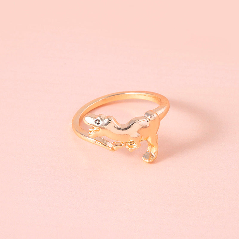 Gold Dinosaur Ring Adjustable Open Animal Ring Cute Zinc Alloy Fashion Ring For Women And Men Party Favor Ring