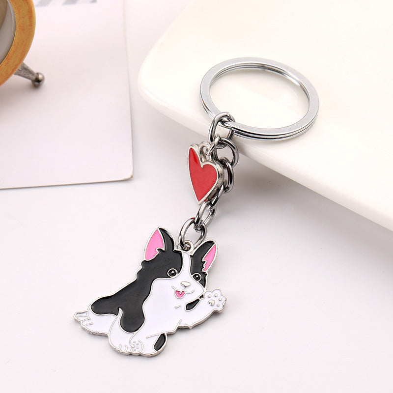 Cute Waving Puppy Dog Keychain Keyring Alloy Metal Charm Car Accessory Fashionable Gift For Dog Lovers For All