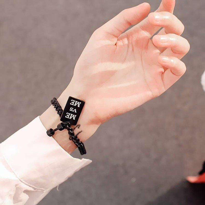 Unisex Titanium Steel Bracelets With Geometric Dumbbell Alloys Pendants Korean Fashion Jewelry Numbers Letters