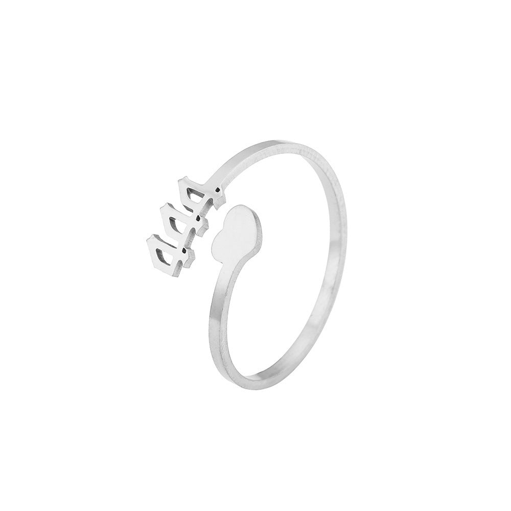 Stainless Steel Number Ring Personalized Fashion Minimalist Ring Electroplated Steel Band Gold Or Silver Finish