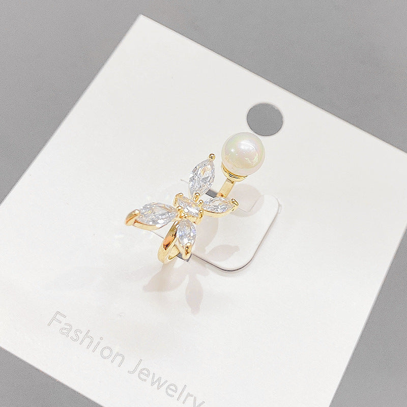 Womens Heart Design Flower Pattern Copper Ring Electroplated Fashion Jewelry Index Finger Durable Elegant Trend