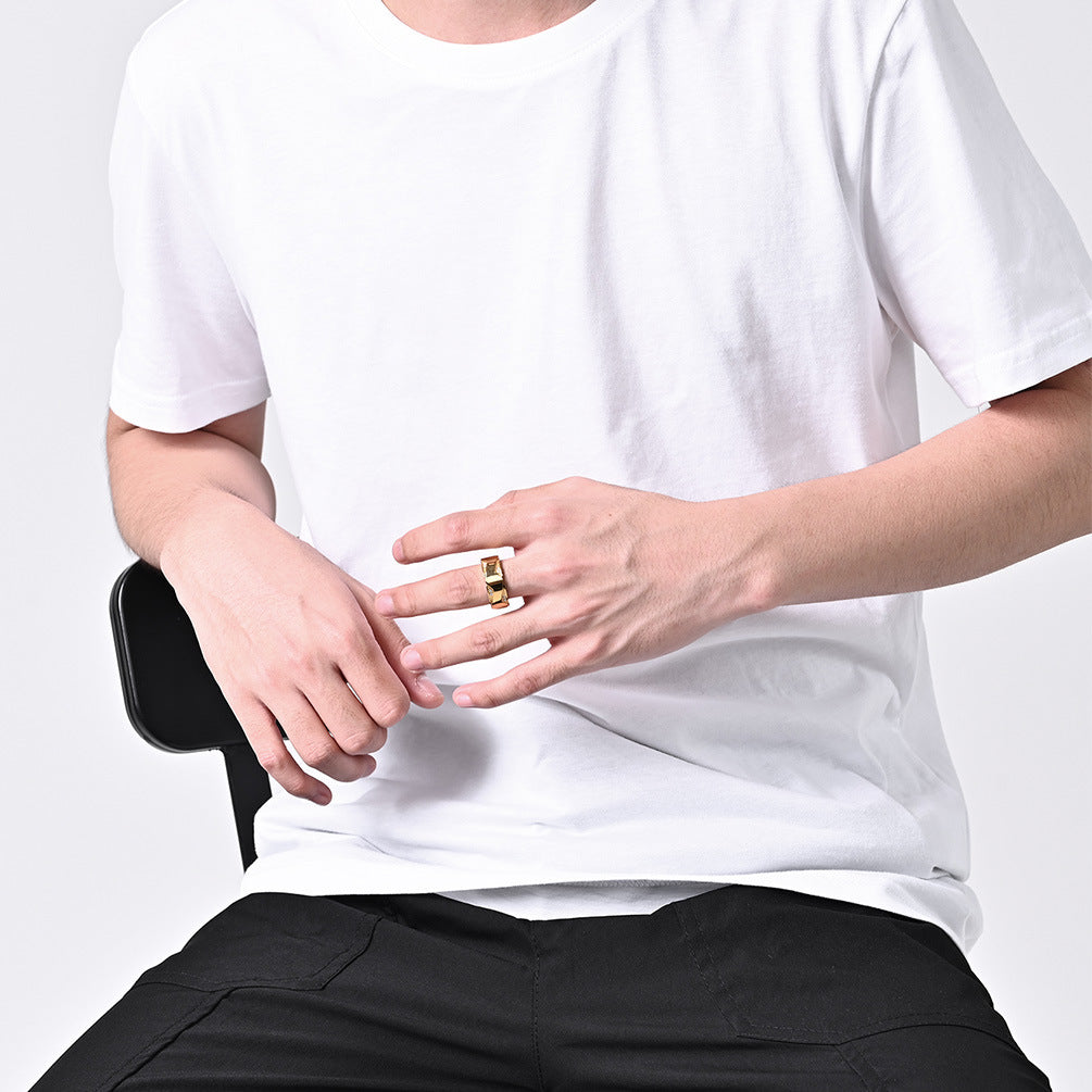 Mens Womens Couples Ring Durable Titanium Steel Geometric Design Style For Wedding Anniversary Jewelry Gift Idea