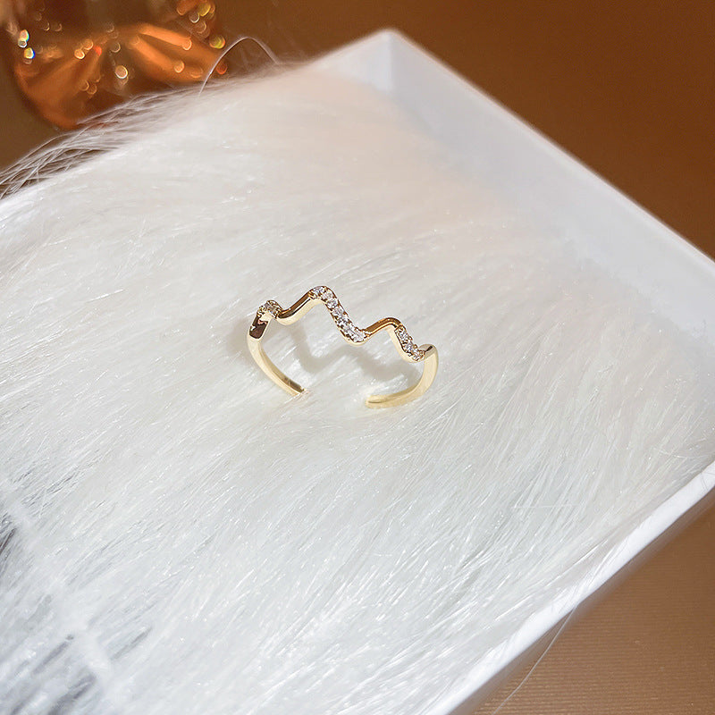 Double Layer Ring Geometric Copper Ring Opal Inlay Gold Plating Exquisite Design Fashion Jewelry Chic Ring Now