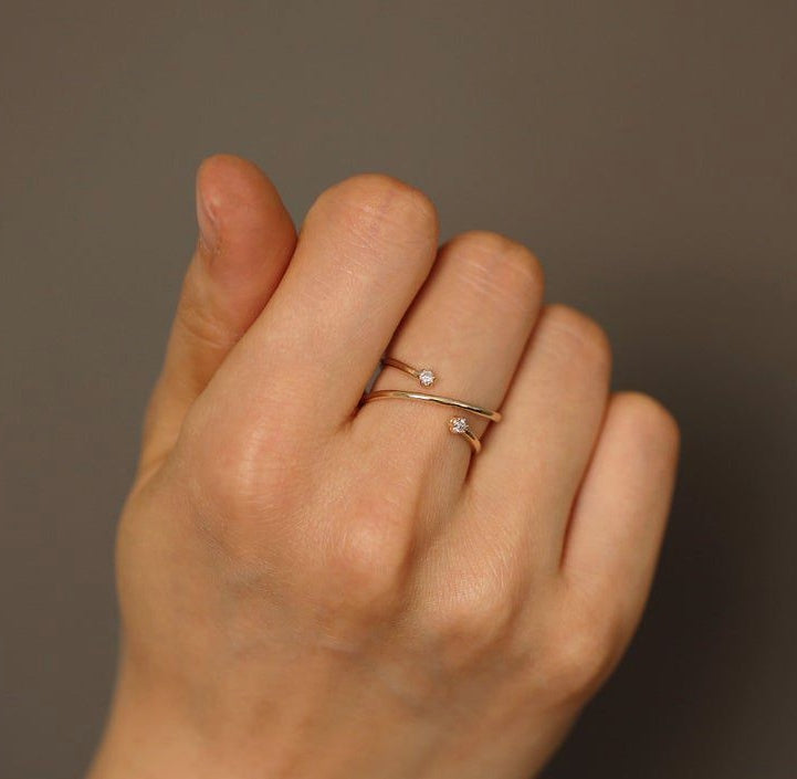 Geometric Copper Ring With Zircon Flower Design European Fashion Statement Ring Individually Packed Gift Trend