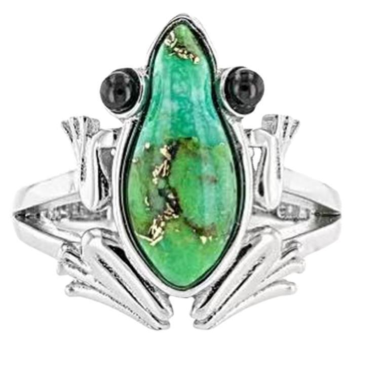 Turquoise Frog Animal Ring Cute Creative Jewelry For Women Zinc Alloy Fashion Ring Statement Piece For Daywear