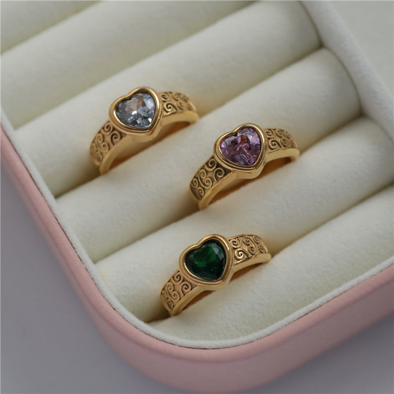 Womens Stainless Steel Ring Multicolor Zircon Love Flower Design Fashion Jewelry For Her Radiant Crystal Gleam