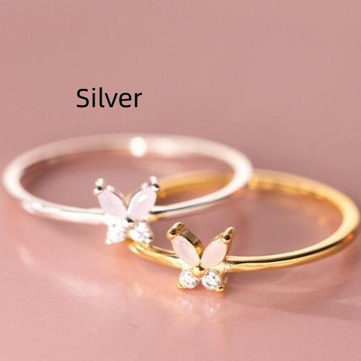 S925 Silver Ring Korean Design Simple Band Ring with Rhinestone Accent Elegant Finger Jewelry for Women Fashion Ring