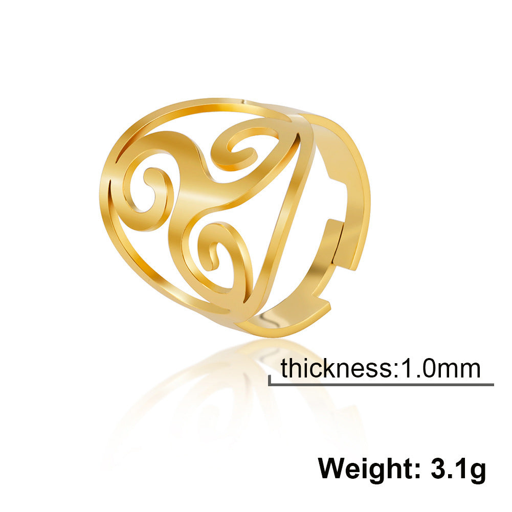 Stainless Steel Adjustable Ring For Women Hollow Pattern