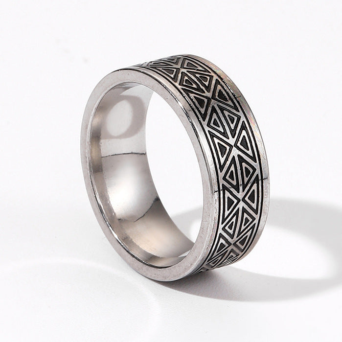 Geometric Titanium Ring Unisex Electroplated Band Jewelry