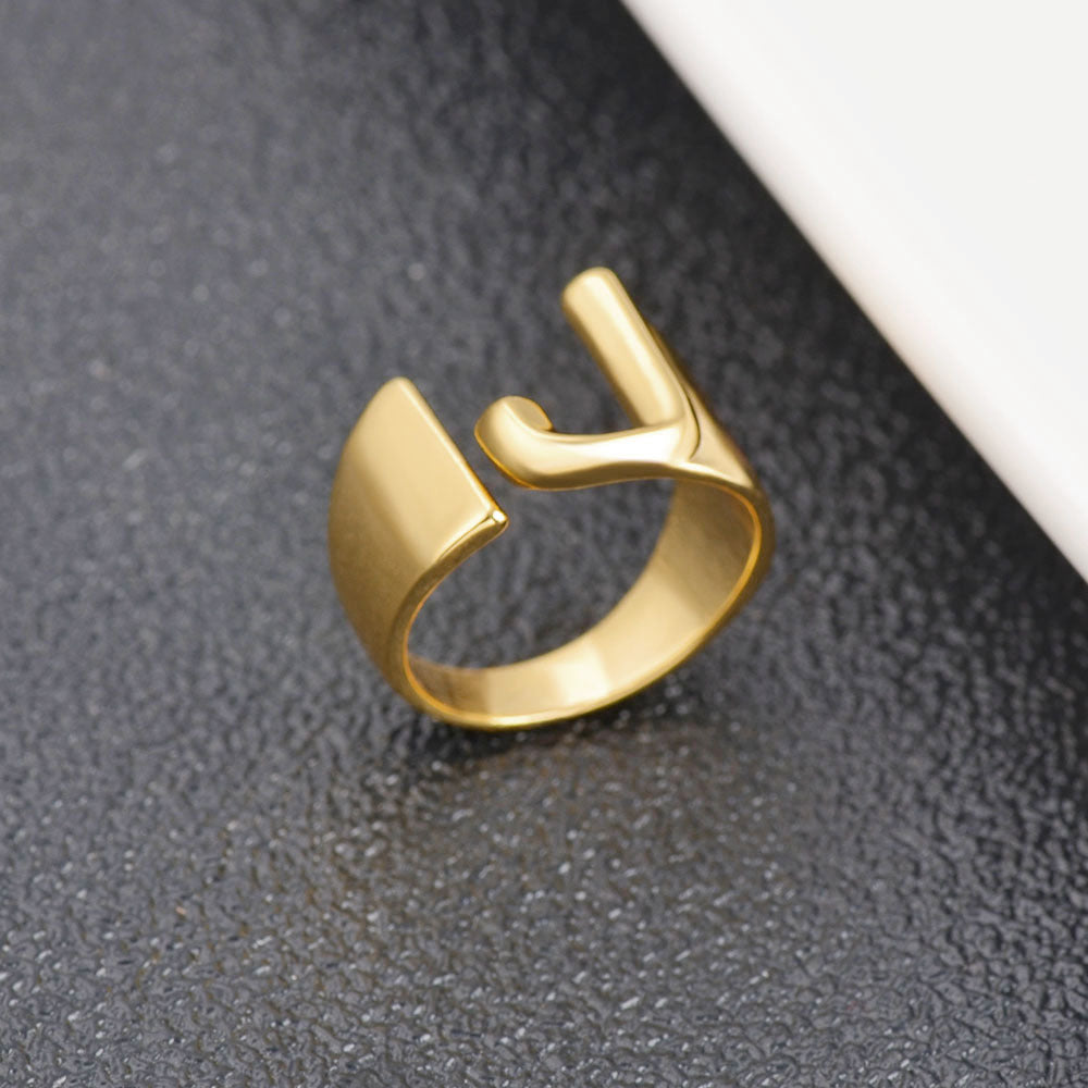 Womens Initial Letter Copper Ring With Gold Inlay A To Z Alphabet Ring For Her Birthday Gift Ideal For Girls And Women