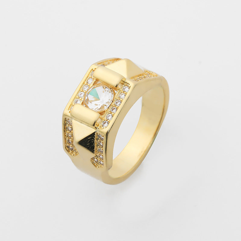 Womens Mens Fashion Alloy Ring Set Gold Plated Inlaid Artificial Gems European Design Ring Appearance Jewelry