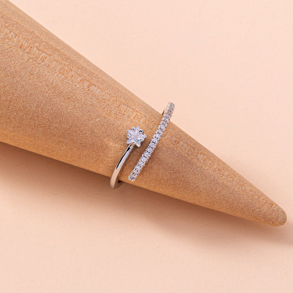 Unisex Five Pointed Star Geometric Copper Ring With Zircon Inlay Simple Band Jewelry Statement Fashion Jewelry